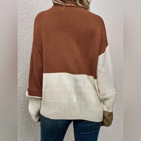 Color Block Ribbed Knit Sweater - Picture 3 of 4